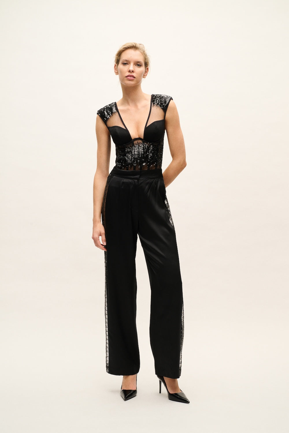 BLACK ELECTRIC DESIRE BODYSUIT