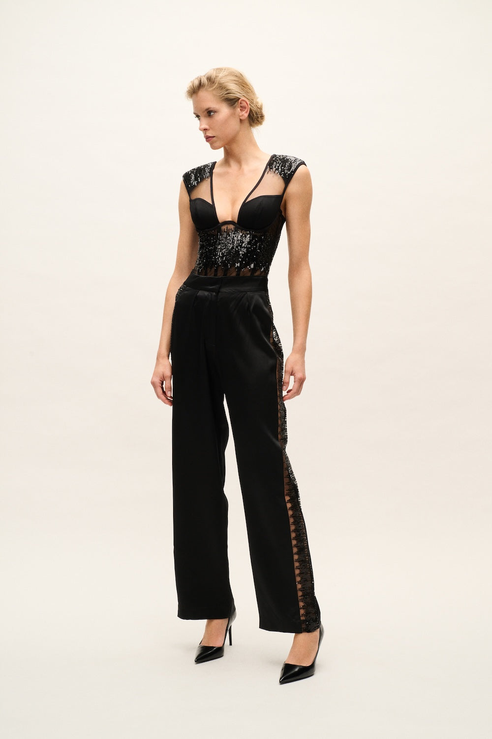 BLACK ELECTRIC DESIRE BODYSUIT